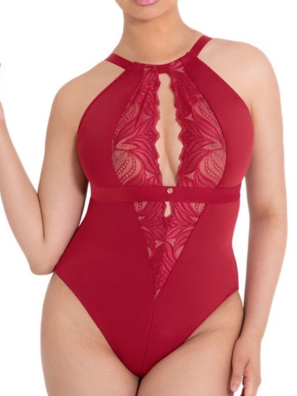 Scantilly by Curvy Kate: Indulgence Multiway Stretch Lace Bodysuit in Red